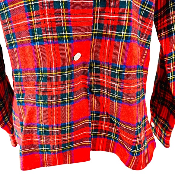 Vintage TOOKE Red Stewart Tartan Plaid Button Up Shirt M Viyella Wool Blend - Picture 5 of 11